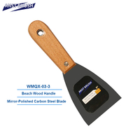 Couteau à enduit plat en acier au carbone de 3 pouces, lame polie miroir industrielle pour le bricolage et manche en bois confortable, service OEM