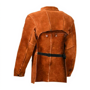 Veste de soudage ignifuge à manches longues en daim orange, résistante à la chaleur 300-500°C, avec pack respiratoire, protection de niveau B, coupe régulière - Product Image 2