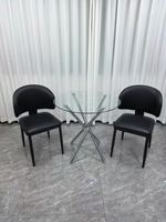 Table basse moderne en verre trempé rond avec pieds en acier, design écologique pour la maison et le bureau, meubles de salon