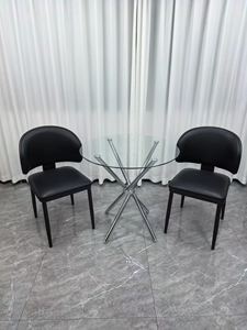 Mesa de centro moderna redonda de vidrio templado con patas de metal cromado para el hogar y la oficina, muebles para sala de estar - Product Image 3