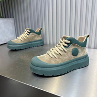 Chaussures décontractées montantes pour hommes, nouvelle collection automne 2025, en PU, bout rond, fermeture à lacets, semelle épaisse, style bottines
