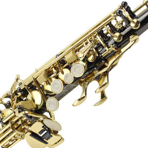 Saxophone soprano en si bémol à corps en laiton nickelé noir, clés dorées, tête en bakélite, installation facile et résistant à la rouille - Product Image 5