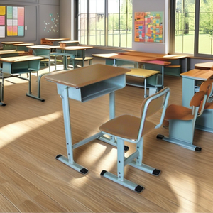 Conjunto de Escritorio y Silla para Estudiantes de Acero con Altura Ajustable para Aula Moderna, con 1 Año de Garantía, para Escuela Secundaria ST-0403 - Product Image 4