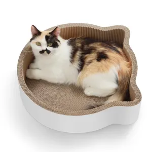 Poteau à griffer rond recyclable pour chat Tampons à gratter et boîte à gratter en papier durable pour chat