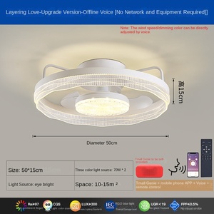 Style nordique LED ventilateur de plafond lampe moderne 3 lames 220V DC moteur USB télécommande cristal pour salle à manger/salon/chambre intérieur maison - Product Image 4