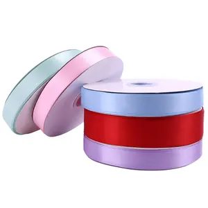 Bright Color Flexible Smooth Solid satin ribbon single face double edge 100% polyester ribbon