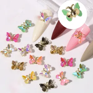 Free Shipping 2020 Sticker Silver Alloy Rhinestones Crystals Jewels 3D Butterfly Art Accessories Design Halloween Nail Charms