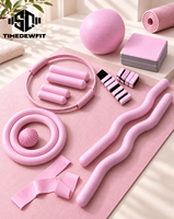 Kit de Pilates avec logo personnalisé, Ballon de yoga, Cercle magique, Accessoires de fitness, Poids de cheville en silicone, Bande de résistance