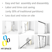 Cloison de bureau panoramique moderne en verre avec portes à cadre en aluminium, isolation acoustique pour mobilier de bureau intérieur