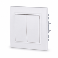 Interrupteur mural double bascule 2 gangs 1 voie 84*84mm en plastique blanc, norme UE, encastré, 10A 250V pour maison et hôtel