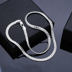 Collier chaîne Figaro plate plaqué or 18 carats pour homme, bijoux hip-hop, chaîne fouet de 5 mm avec motif dents de cheval en relief, collection 2026 - Product Image 4
