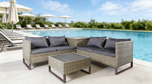 <span class=keywords><strong>Promotion</strong></span> Prix <span class=keywords><strong>Bas</strong></span> Canapé d'Angle Moderne en Acier Galvanisé et Rotin KD - Product Image 3