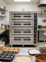 Oven Listrik Komersial 2 Dek dengan 4 Loyang & Rak Kontrol Digital 380V untuk Memanggang Roti Pizza Kue Harga Bagus