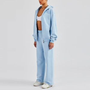 Ensemble <span class=keywords><strong>survêtement</strong></span> deux pièces surdimensionné personnalisé, couleur unie, pour femmes, jogging, <span class=keywords><strong>survêtement</strong></span> - Product Image 1