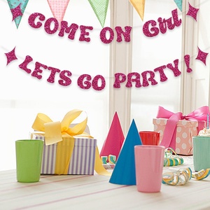 ธงกระดาษและป้ายแขวนสำหรับงานปาร์ตี้ธีมลายจุดพร้อมเครื่องประดับดอกไม้สีชมพู-ขายส่ง - Product Image 2