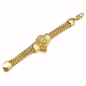 316l Stainless Steel Silver Plating Chain Bracelet Jewelry Gift Whole Sale <b>Men</b> Male Plated lion Head Bracelet Custom - Product Image 5