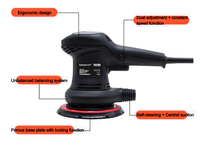 Lijadora Orbital Aleatoria sin Escobillas de Velocidad Variable, Pulidora Eléctrica para Coche, Máquina de Lijado de Madera y Pintura para Carrocería de Automóviles y Muebles