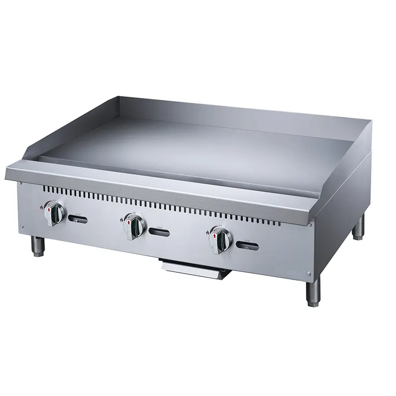 2024 Newest Stainless steel Commercial restaurant gas countertop 3 burners griddle stove top griddle for gas stove