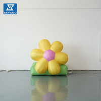 Modèle de fleur gonflable jaune personnalisé avec base, imperméable, pour décoration extérieure de sites touristiques et affichage publicitaire événementiel