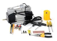 Compresseur d'air électrique portable double cylindre pour pneus de voiture, kit d'outils robuste 12V 150 PSI noir universel
