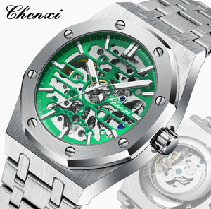 New Men's Fully Automatic Skeletonized <b>Mechanical</b> <b>Watch</b> with Stainless Steel Band Quartz Movement Fashionable Business-Friendly - Product Image 2