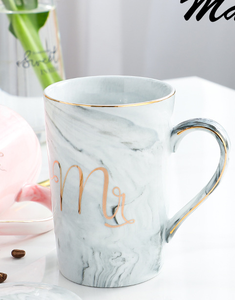 14oz Pink Grey Mr Mrs Souvenir Wedding Gift Couple Lover <b>Reusable</b> Ceramic Marble Coffee Tea <b>Mug</b> - Product Image 3