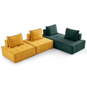 Sofá Seccional de Terciopelo Naranja de Alta Gama para Sala de Espera, Empacado Comprimido, Productos de China, Muestras Comerciales Gratuitas - Product Image 2