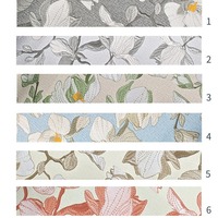 Kain Tas Kulit Buatan PVC Bermotif Bunga Cetak 0.8MM, Tahan Gesekan, Bagian Bawah Matte Brushed, Pola Rumah Tangga K1626