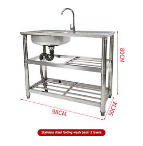 304 נירוסטה בריכת יד יחידה לשטוף כיור עם כף רגל פדלים מסחרי רב תכליתיים לכיור - Product Image 2