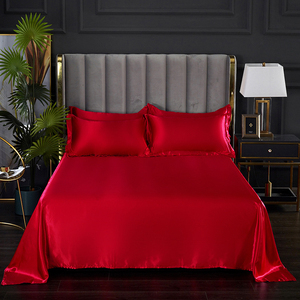 Drap plat personnalisé en soie glacée lavée couleur unie pour l'été, taille King/Queen, doux et agréable pour la peau, idéal pour la maison et l'hôtel - Product Image 4