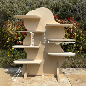 Espositore Asimmetrico Ondulato Pieghevole Personalizzato <span class=keywords><strong>per</strong></span> Mercato Contadino, Scaffale <span class=keywords><strong>in</strong></span> Legno, Ripiano <span class=keywords><strong>in</strong></span> <span class=keywords><strong>Vetro</strong></span> <span class=keywords><strong>per</strong></span> Negozio di Cosmetici, Soggiorno - Product Image 3
