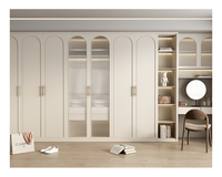 Armoire de dressing de luxe en bois massif, armoire coulissante modulaire en forme de I avec miroir