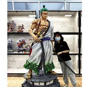 180cm High Quality Home Decor One Piece Roronoa Zoro Anime Figure Change Head Version Resin Figurine GK Statue For Sale