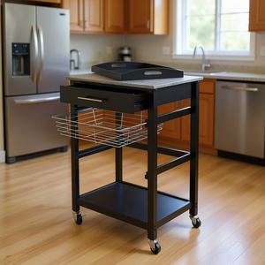 Carrito de Cocina Julia, Metálico, 1 Cajón, 2 Estantes, con Ruedas, Carrito de Almacenamiento Moderno para Cocina - Product Image 2