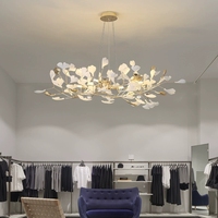 Lustre en céramique nordique en forme de feuille, grand luminaire suspendu personnalisé pour hall d'hôtel, villa, escalier, salon, salle à manger