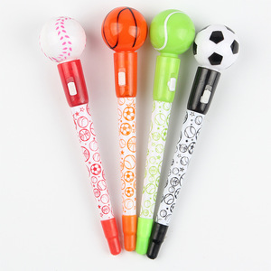 Stylo publicitaire personnalisé avec lumière LED, motifs football, basketball, cœur, rose, sapin de Noël, pour enfants - Product Image 1