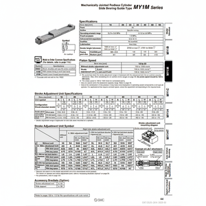 Catégorie de produit Cylindre sans tige pneumatique SMC MY1M20-500L cylindres mécaniquement articulés - Product Image 1