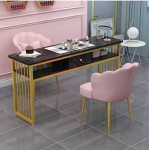 Mesa de Manicura Moderna y Elegante para Salón de Uñas, Mueble de Madera con Silla de Metal para Dormitorio o Centro Comercial - Product Image 5