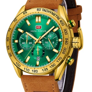 Montres pour hommes Mini Focus 0403G Chronographe 24 heures, secondes, 3ATM étanche, bracelet en cuir, montre à quartz pour homme - Product Image 2