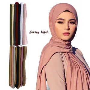 2024 nueva venta al por mayor llano malasio Dubai turco musulmán mujeres suave bufanda Hijab Jersey