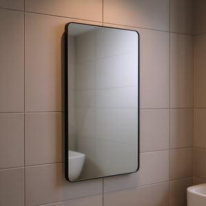 Aluminium Alloy Frame <b>Wall</b> Mounted Square Bath <b>Mirror</b> 30 X 48 Inch Black Minimalist <b>Bathroom</b> <b>Mirror</b> - Product Image 2