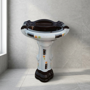 Sterling Vitrosa Blue Double Color Ceramic Full Pedestal Wash <b>Basin</b> Premium Designer Bathroom - Product Image 3
