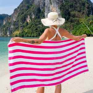 Serviette de plage personnalisée en coton 100% à rayures tendance, super absorbante, de qualité supérieure, douce, avec logo - Product Image 2
