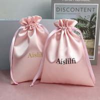 Sacs de Rangement en Satin Doux de Haute Qualité, Pochette Anti-Poussière en Soie pour Bijoux, Sacs à Cordon en Satin pour Cheveux avec Logo Imprimé pour Vêtements