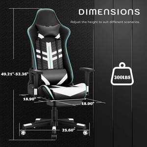 Chaise de <span class=keywords><strong>bureau</strong></span> de jeu Anji moderne, confortable, la moins chère, de course, en PU blanc, PVC, e-sport, massage, pour la maison, le <span class=keywords><strong>bureau</strong></span>, avec repose-pieds - Product Image 2