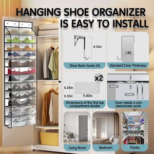 Over The Door Shoe Organizer 12 Pockets Breathable Mesh Hanging Storage For Shoes Behind Doors On Walls - Product Image 4