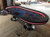 Table de Poker Moderne et de Luxe Sur Mesure 2,4 m pour 10 Joueurs, Professionnelle pour Blackjack et Texas Hold'em, avec Lumières LED et Chaises
