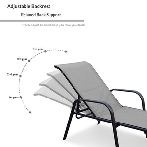 Chaise longue d'extérieur moderne et minimaliste en aluminium avec dossier inclinable et accoudoirs, idéale pour <span class=keywords><strong>jardin</strong></span>, cour, piscine et plage - Product Image 3