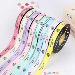 Jiuxia Ribbon Spool 2cm Cotton Printed Wishing You Happy Cartoon Gift Decor - Product Image 1