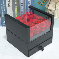 Boîte à tiroirs en acrylique pour 16 têtes de roses éternelles en gros – Idéale pour la Saint-Valentin, les mariages, Noël, les remises de diplômes – Vente chaude OEM ODM